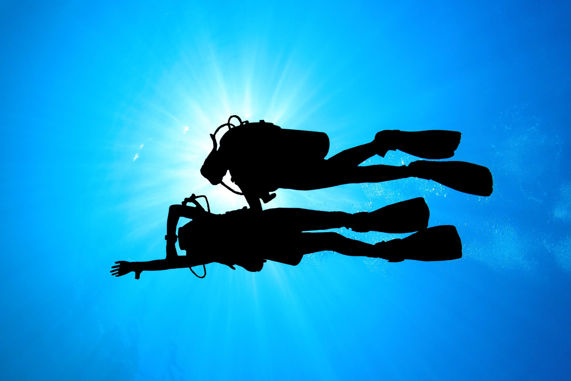 Zwei Taucher als Buddy-Team unter Wasser